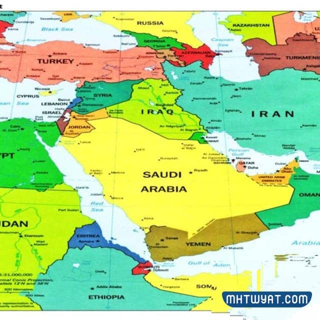 خريطة المملكة العربية السعودية ملونة