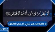 شرح اية ام خلقوا من غير شيء ام هم الخالقون