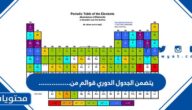 يتضمن الجدول الدوري قوائم من……………..