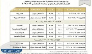 اختبارات الصف الحادي عشر في الكويت 2022 القسم العلمي