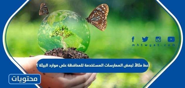 أعط مثالاً لبعض الممارسات المستخدمة للمحافظة على موارد البيئة ؟