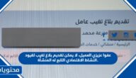 حل مشكلة عفوا عزيزي العميل، لا يمكن تقديم بلاغ تغيب لقيود النشاط الاقتصادي التابع له المنشأة.