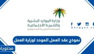 نموذج عقد العمل الموحد لوزارة العمل 2025