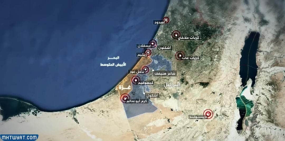 خريطة مستوطنات غلاف غزة دقة عالية