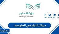 درجات النجاح في المتوسط 1447 ودرجات الرسوب 2025