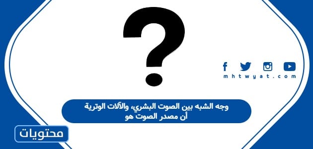 وجه الشبه بين الصوت البشري، والآلات الوترية أن مصدر الصوت هو