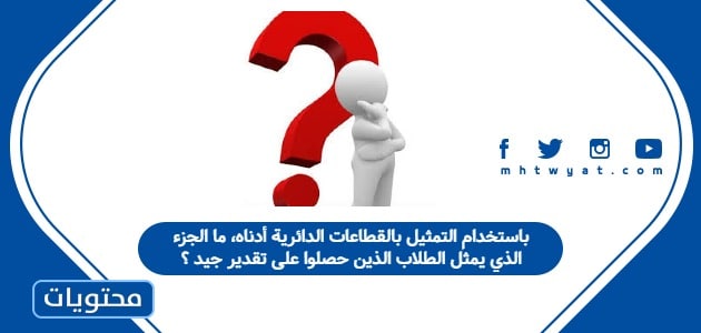 باستخدام التمثيل بالقطاعات الدائرية أدناه، ما الجزء الذي يمثل الطلاب الذين حصلوا على تقدير جيد ؟