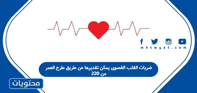 ضربات القلب القصوى يمكن تقديرها عن طريق طرح العمر من 220